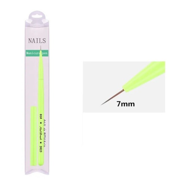 Zelený kozmetický štetec NailBrush 2023 7 mm pre jemné a elegantné maľovanie nechtov – štetec na nechtové umenie, profesionálne aj domáce použitie 1