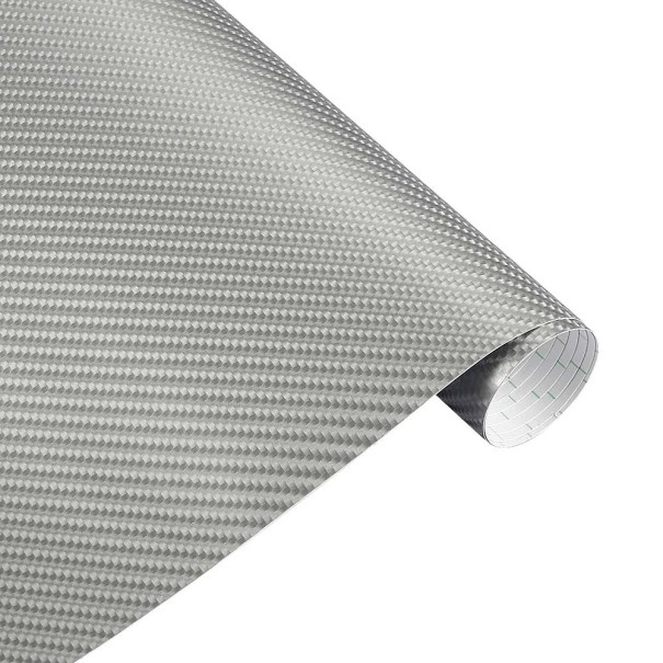 Zelfklevende folie 152x200 cm 4D carbonfolie voor auto Waterdichte PVC-folie Tuningfolie voor motorkap Voertuigdecoratie en -bescherming zilver