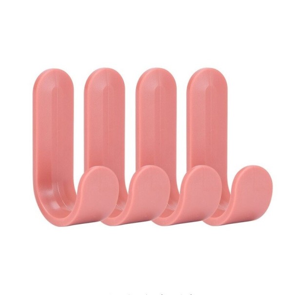 Zelfklevende kunststof haken 4 stuks roze