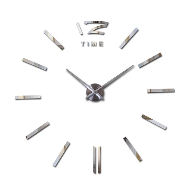 Zelfklevende wandklok G1708 zilver 119 cm
