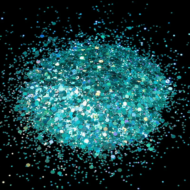 Zeshoekige pailletten 10g PET PVC Glanzende versieringen voor decoraties Glitter voor creatie Kunst DIY Ambachten Sieraden Manicure turquoise