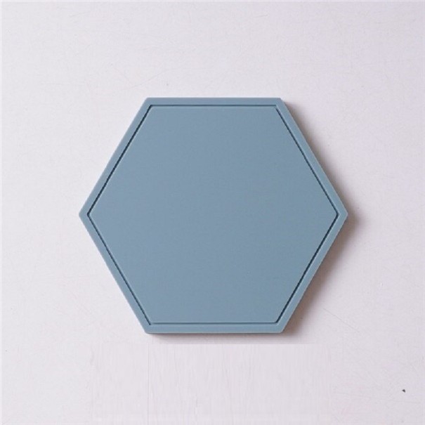 Zeshoekige siliconen onderzetter C233 blauw
