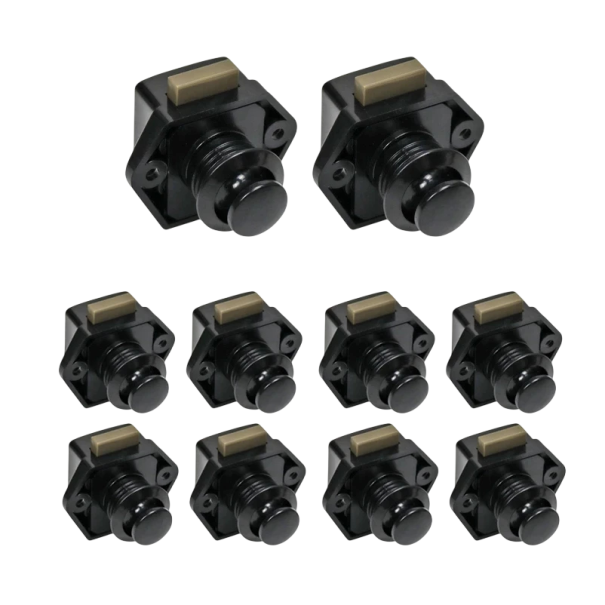 Zestaw 10 sztuk przyciskowych zamków meblowych 20 mm do drzwi 15–27 mm ze stopu cynku, zamki karawanowe do szafek 1
