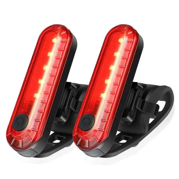 Zestaw 2 tylnych czerwonych świateł rowerowych, ładowanych przez USB, wodoodpornych IPX4, 4 tryby oświetlenia, światło LED bezpieczeństwa na sztycę siodełka 1