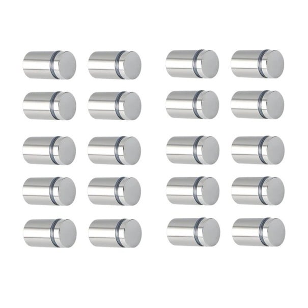 Zestaw 20 sztuk dystansowych śrub 12x30 mm ze stali nierdzewnej, srebrne uchwyty montażowe do mocowania szkła, tablic i paneli 1