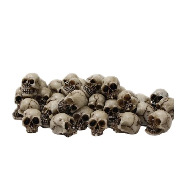 Zestaw 20 sztuk mini czaszek 1 x 1,8 cm Żywica Dekoracja do dioramy cmentarz katakumby kostnica scenariusz horrorowy 1