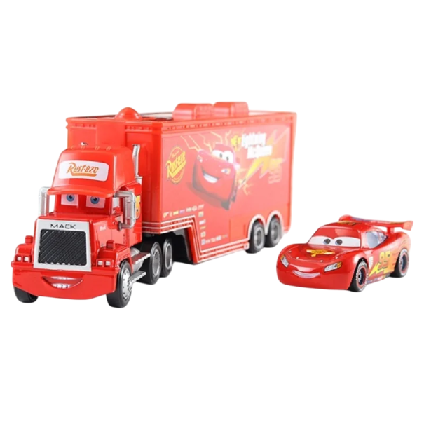 Zestaw ciężarówek i samochodów wyścigowych Disney Pixar Cars 2 3 Mack Hauler i Lightning McQueen 1.0 Zabawki dla dzieci Metalowy model kolekcjonerski 1