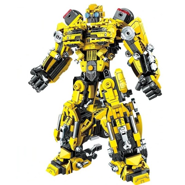 Zestaw do budowania Transformacji Robot i Samochód 2 w 1 478 szt. 15 x 25 cm Zestaw techniczny do budowania dla dzieci Model Transformer składana zabawka 2 w 1 żółty