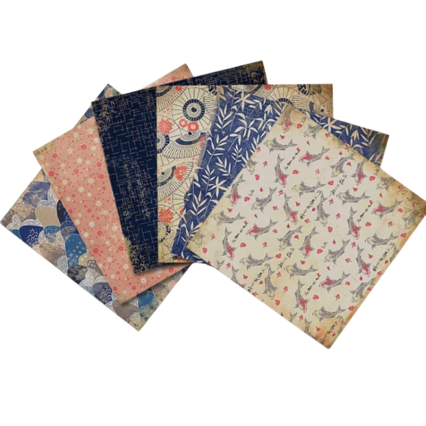 Zestaw papierów do origami 24 szt. 15,2 × 15,2 cm w stylu vintage japońskim wielokolorowy papier dekoracyjny do scrapbookingu i tworzenia kartek 1