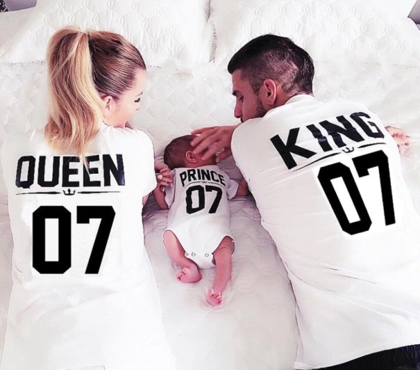 Zestaw rodzinny - KING, QUEEN AND PRINCE - White XL 6-9 miesięcy L