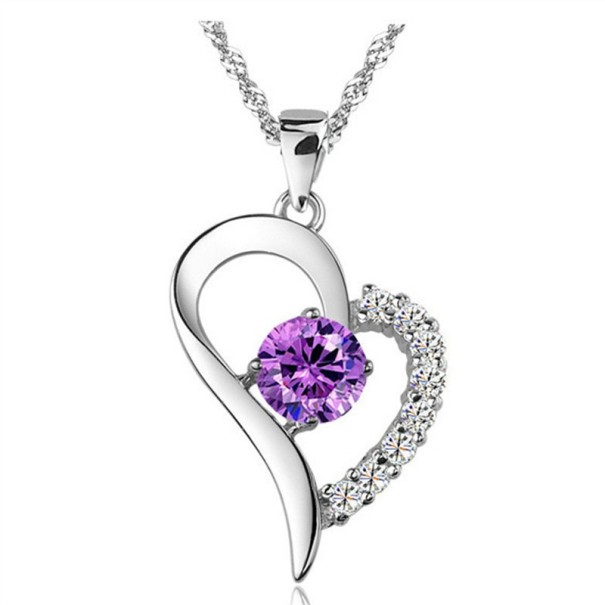 Zilveren dameshanger Hart J1224 purper