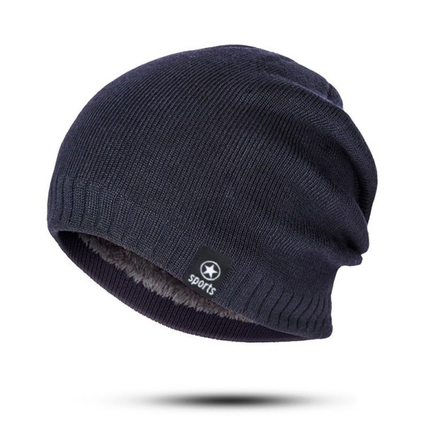Zimná beanie čiapka s kožušinkou tmavo modrá