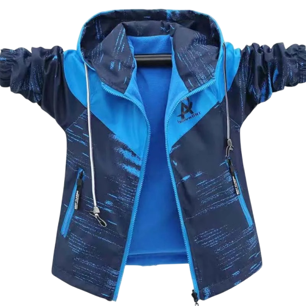 Zimná chlapčenská bunda s kapucňou Teplá prešívaná bunda na zips s kapsami na zips Jesenné a zimné oblečenie Pohodlný materiál Bavlna a polyester modrá 7