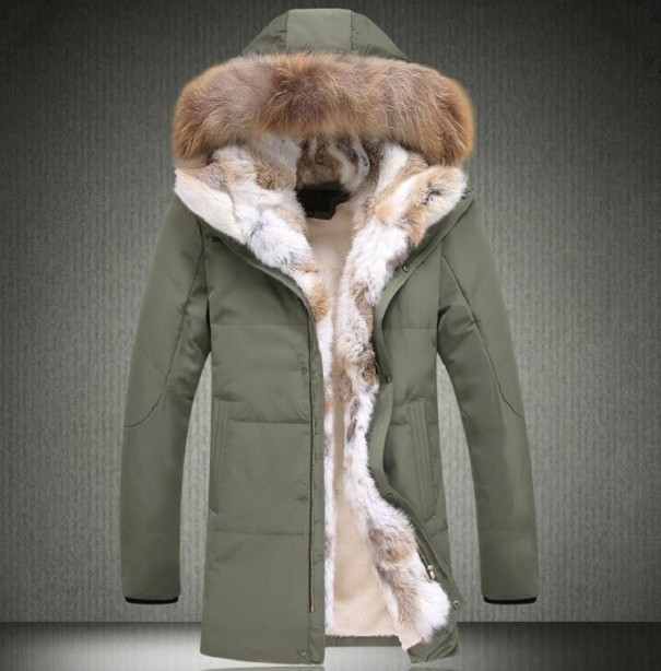 Zimní bunda s kožíškem F1071 armádní zelená S