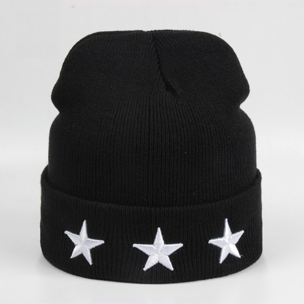 Zimní čepice s hvězdami černá