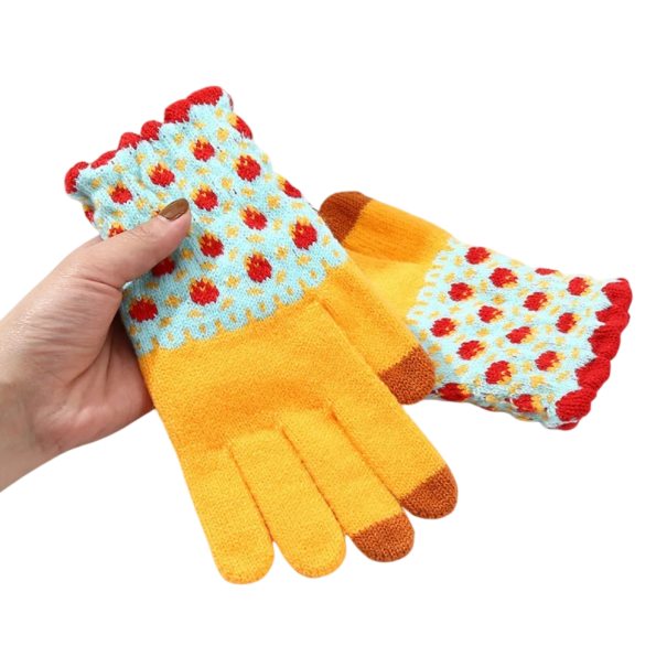 Zimní gestrickte Handschuhe Unisex Einheitsgröße Warme Handschuhe aus Polyester für Frauen und Männer für den täglichen Gebrauch golden