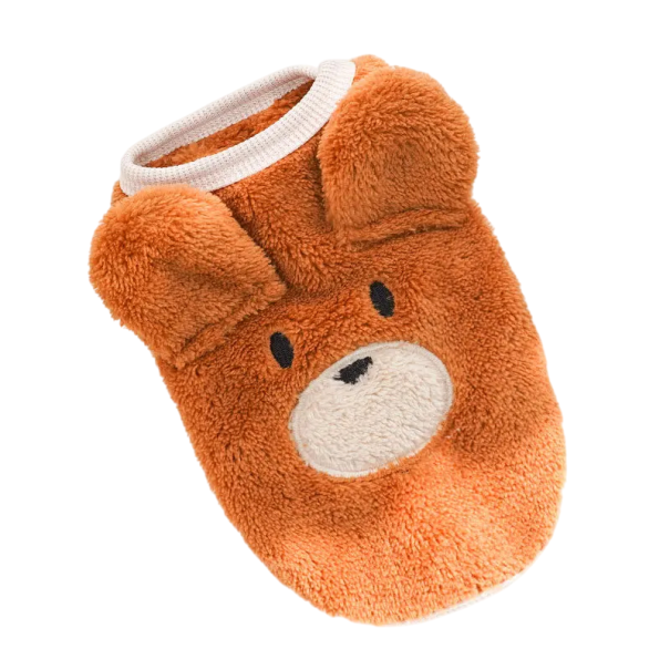 Zimní obleček pro psa velikost L 3.5–4.5 kg 45 cm hrudník 35 cm záda Teplý overal ve vzhledu medvídka s oušky Pohodlné zimní oblečení pro psy tmavě hnědá
