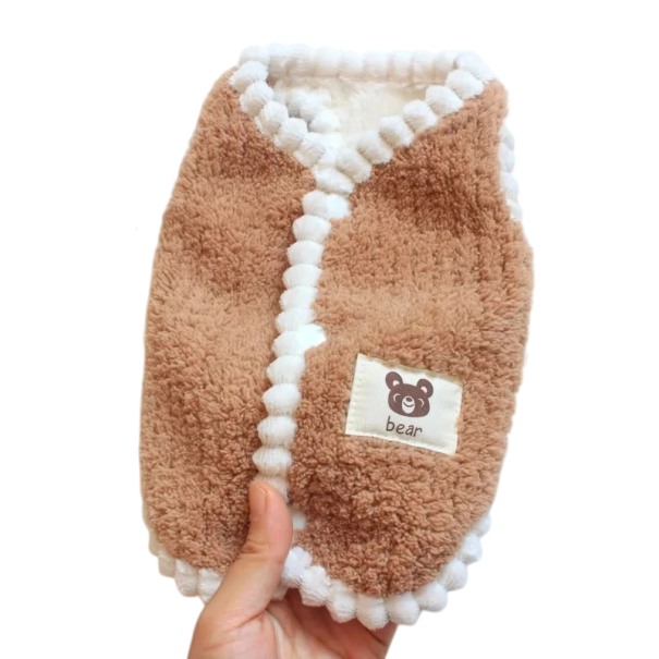 Zimný teplý kabátik pre psov 2 - 2,5 kg Fleece Hrejivý oblečok pre malých psov a šteňatá Teplá psia bunda s podšívkou Ochrana proti chladu Pohodlný strih hnedá