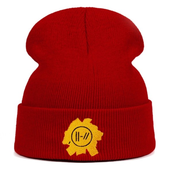 Zimowa czapka unisex z nadrukiem czerwony