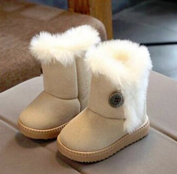 Zimowe buty dziewczęce z futrem beżowy 25