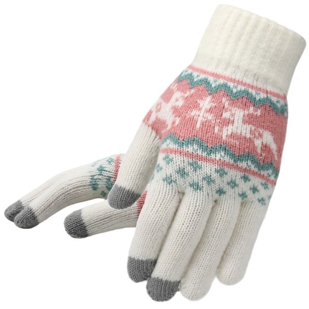 Zimowe rękawiczki damskie B3 biały