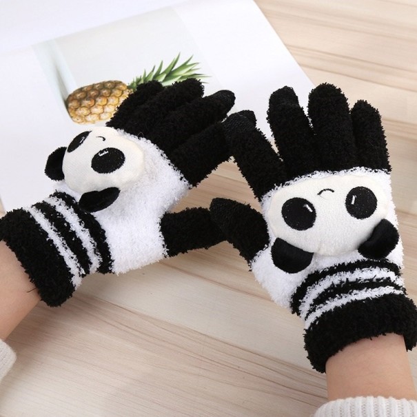 Zimowe rękawiczki damskie ze zwierzakiem czarny