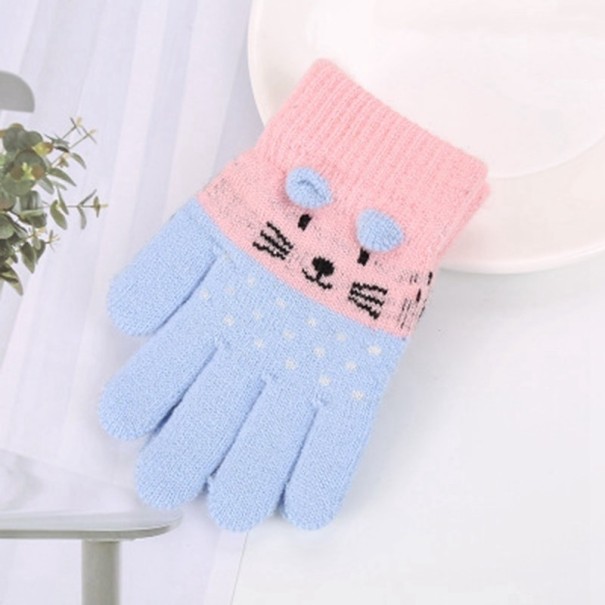 Zimowe rękawiczki dziecięce z kotem A125 2