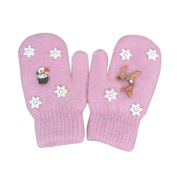 Zimowe rękawiczki dziecięce ze świątecznymi motywami J1250 różowy