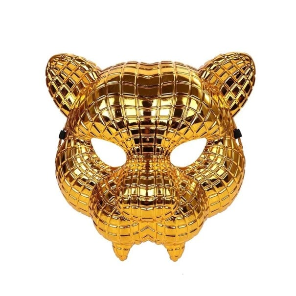 Zlatá zvířecia maska leopard plastový obličejový kryt s nastaviteľnými gumičkami Halloweenský kostým Cosplay karnevalová párty 1