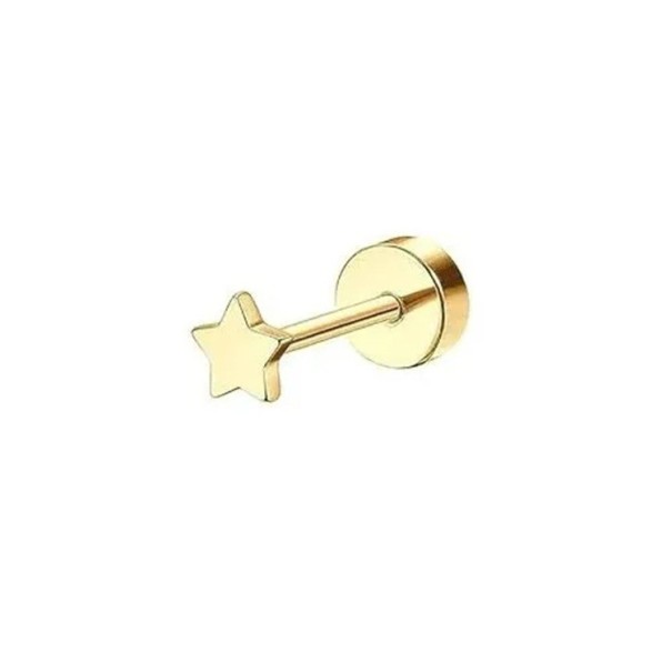Zlatý piercing hviezda 6 x 5 x 0,8 mm Chirurgická oceľ Jemný minimalistický piercing s motívom hviezdy pre každodenné nosenie 1