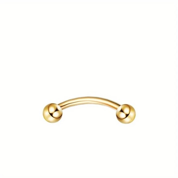 Zlatý zahnutý piercing z nehrdzavejúcej ocele 8 x 1,2 mm so zlatými lesklými guľôčkami klasický banánkový šperk 1