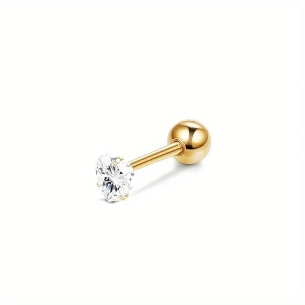 Złoty piercing serce 4 mm z chirurgicznej stali nierdzewnej Delikatny diamentowy kamień Elegancka minimalistyczna biżuteria 1
