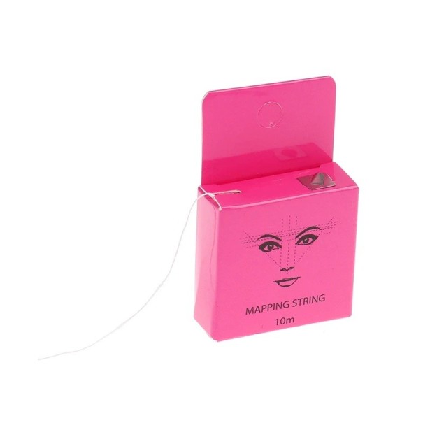 Značkovací nit na obočí 10 m Předbarvená tenká nit v plastovém pouzdře pro přesné vyznačení tvaru obočí bílá