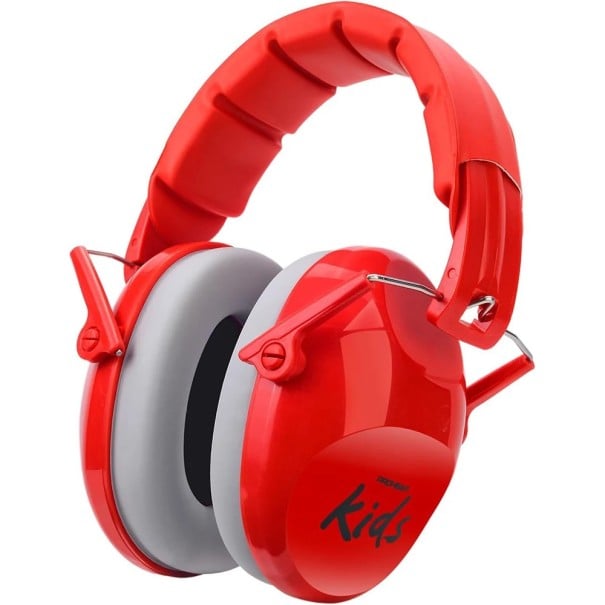 ZOHAN Auriculares de protección auditiva para niños Auriculares antirruido para niños con audición sensible Diadema ajustable para leer rojo