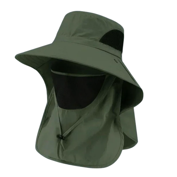 Zomerhoed met brede rand 10 cm 56-60 cm Ademend Nek- en gezichtsvizier UV-bescherming Zonnebescherming Kamperen Wandelen Vissen groen