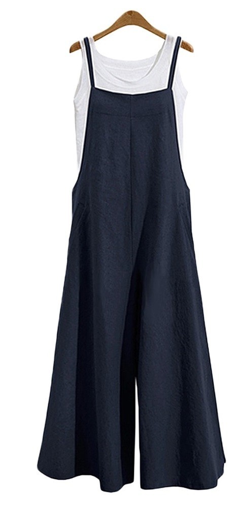 Zomerjumpsuit voor dames met bandjes donkerblauw S