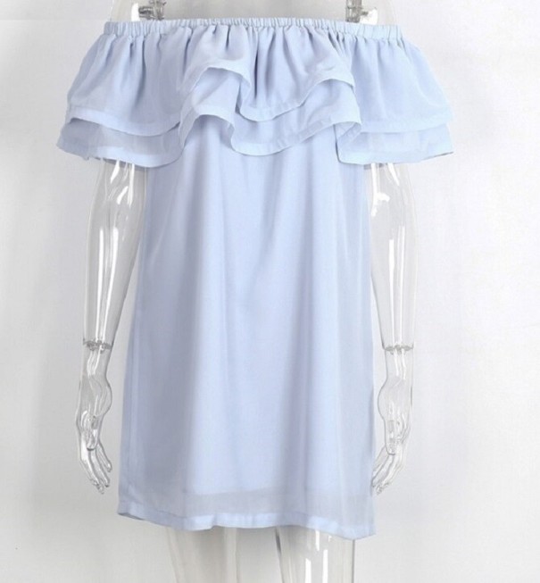 Zomerjurk met ruches lichtblauw M