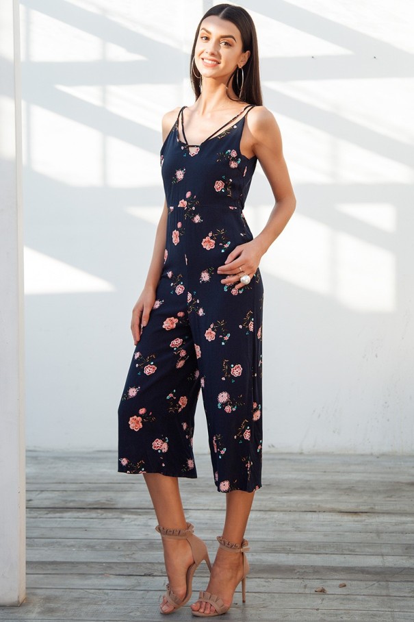 Zomerse damesjumpsuit met bloemenpatroon J1363