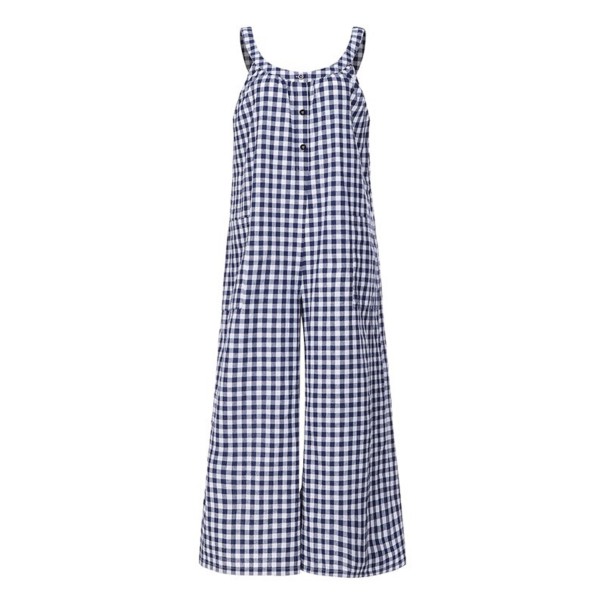 Zomerse jumpsuit met ruitmotief voor dames blauw 3XL