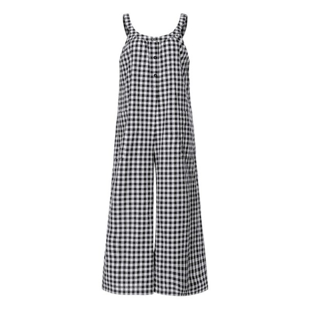 Zomerse jumpsuit met ruitmotief voor dames zwart 5XL