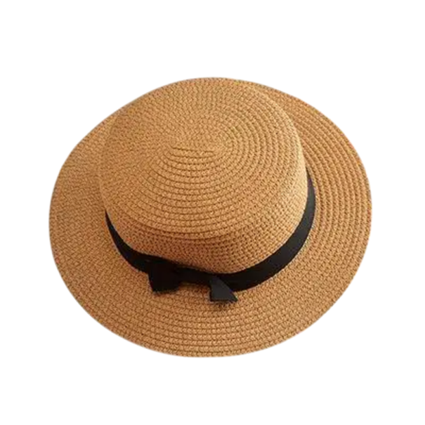 Zomerse strohoed voor dames met strik 56-58 cm, bescherming tegen de zon, casual strandzonnehoed voor dames, zomeraccessoire voor volwassenen kaki