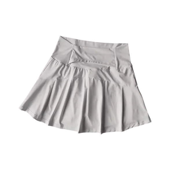 Zomersport geplooide korte rok met hoge taille, snel drogende dunne rok met achterzak voor hardlopen, tennis, fitness wit XS