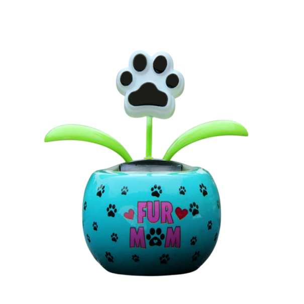 Zonne-energie decoratieve ornament 11,5 x 10 cm Pootafdruk met de tekst "FUR MOM" Zonnebloem decoratie voor auto of huis 1