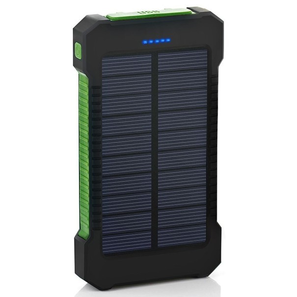 Zonne-energie powerbank met zaklamp 30.000 mAh groen