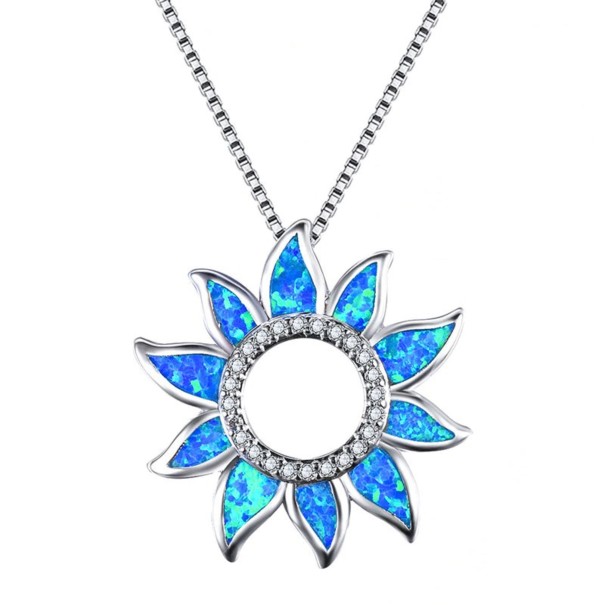 Zonnebloem ketting voor dames blauw