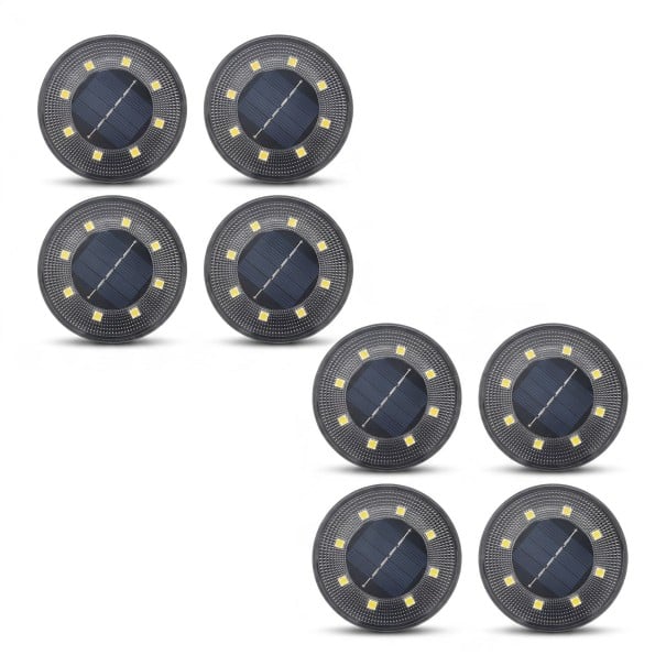 Zonnegrondlampen 8 stuks Waterdichte IP68 LED lampen met prik 10,1 x 8,6 cm Warm licht Verlichting van paden, binnenplaatsen, gazons en tuinen 1