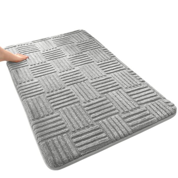 Ztluštěná savá podlahová rohožka 40 x 60 cm Jednobarevný koupelnový koberec Bavlněná sametová protiskluzová měkká předložka do koupelny světle šedá