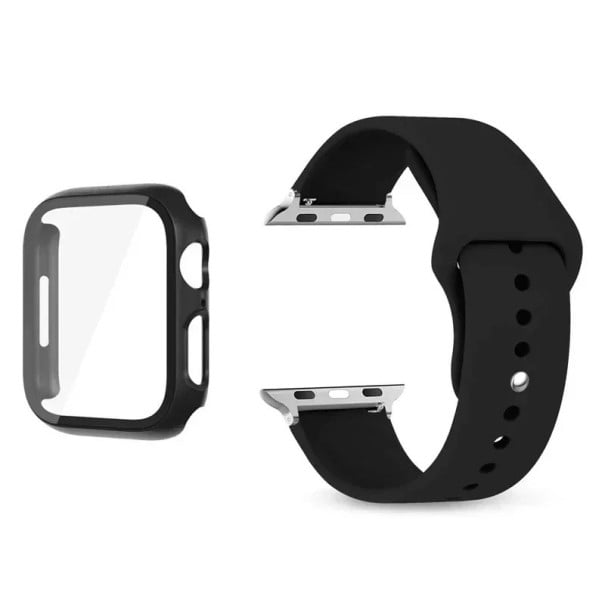 Zubehör für Apple Watch 46 mm Series 10 – 9H gehärtetes Glas für das Display, mattes Gehäuse für den Uhrenrahmen und verstellbares Armband schwarz