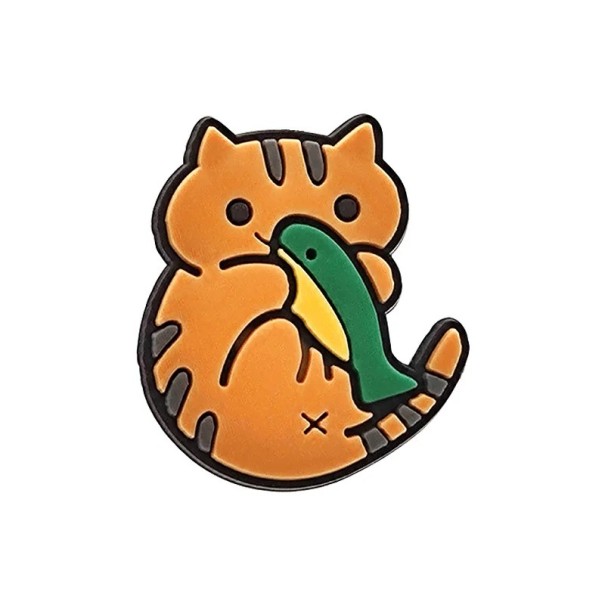 Zubehör für Crocs orange Katze mit Fisch PVC Dekoration für Schuhe Crocs Schuhschmuck mit Katzen- und Fischmotiv für den täglichen Gebrauch 1