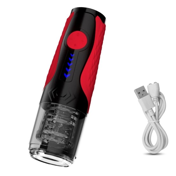 Zuigende, roterende en bewegende masturbator met realistisch siliconen inzetstuk, 10 vibratiestanden, USB-opladen in discrete verpakking 1